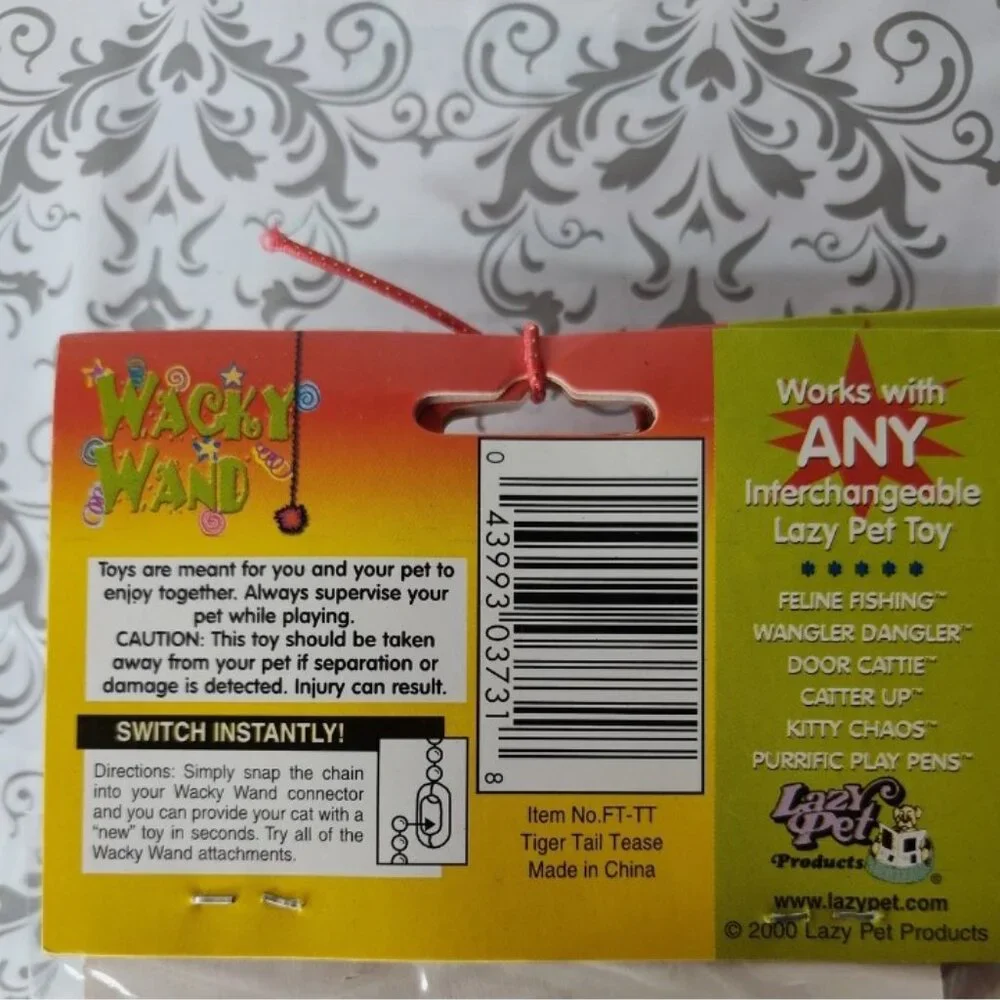 Lot of 3 Lazy Pet Interactive Tail Tease Cat Toy Orange, Purple, & Yellow C16